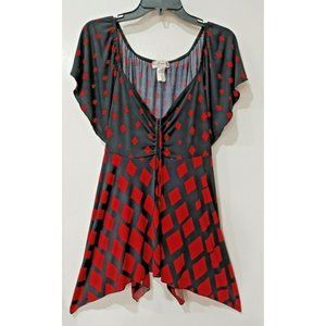 Woman's Size 3XL 22/24. Red/Black  Top by FUNFASH